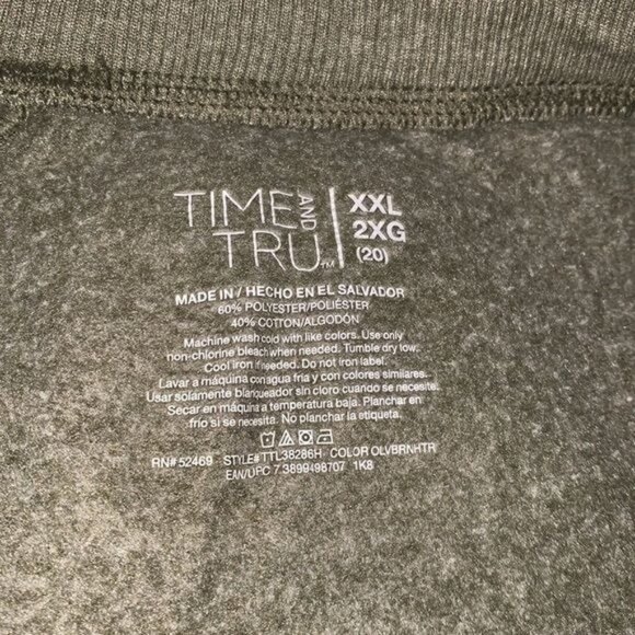 Time And Tru Womens XXL Olive Green Jogger Pants Cotton/Polyester Blend - Picture 2 of 9